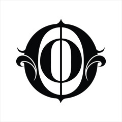 Decorative Letter O Split Monogram Vector Art