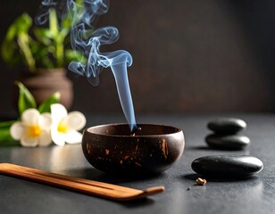 Spa incense scene with smoke