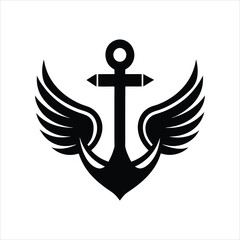  Flying Anchor Logo Design Vector Isolated Icon