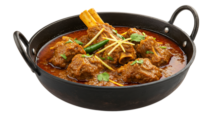 Traditional Pakistani Mutton Karahi White Background