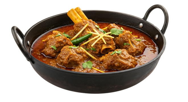 Traditional Pakistani Mutton Karahi White Background