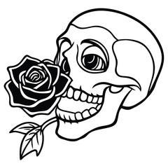 skull and rose