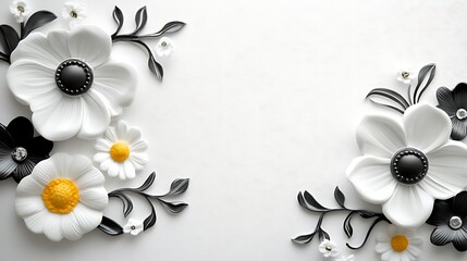 White and black 3D floral design