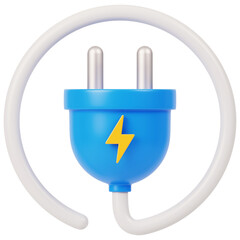 Power Plug 3D Icon Illustration 