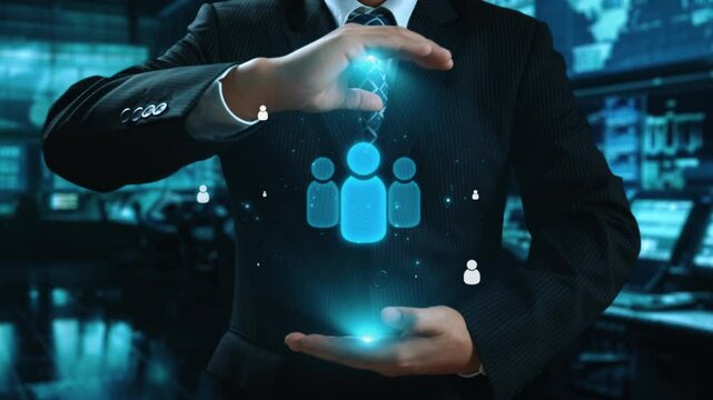 Business person engages in networking, building valuable connections. Effective people networking strategies to broaden professional network and opportunities UUID