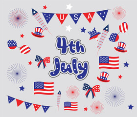 Obraz premium 4th of July Independence Day of the USA Illustration with American Flag Pattern and design