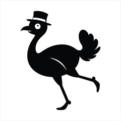 Ostrich running wearing a top hat vector