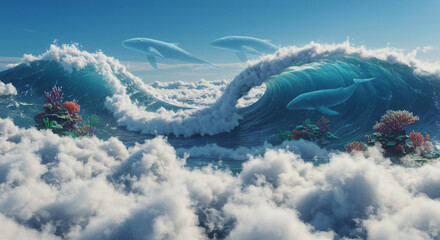 The Sky Reef: An Ocean Made of Clouds with Flying Whales and Coral