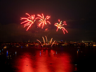 Fireworks for the cherry blossom festival in Hamburg Germany