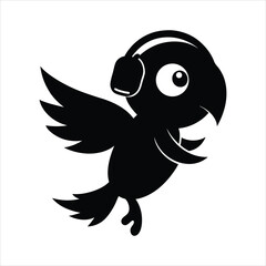Parrot flying wearing headphones vector