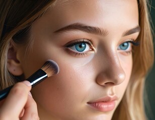 Close-up of applying makeup