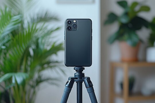 A black Phone is being used as a camera to take a picture