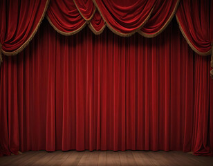 Fototapeta premium Classic red velvet theater stage curtain
