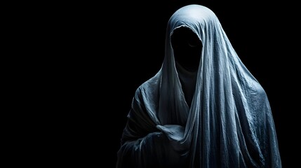 Ghostly figure shrouded in mystery and darkness