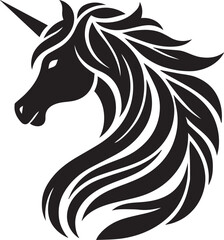 Unicorn Silhouette Isolated on White Background