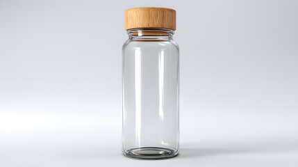 Empty Glass Bottle with Wooden Lid for Eco-Friendly Storage and Packaging