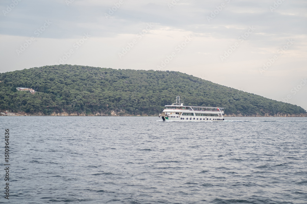 Aufkleber exploring prince islands by ferry as passengers enjoy a scenic ride across tranquil waters on a clou