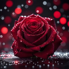 Here's a beautiful macro of a red rose with water drops, symbolizing love and nature's beauty