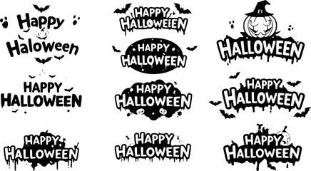 Fototapeta premium Happy Halloween Text Banner, Vector 