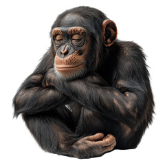 Naklejka premium Meditative chimpanzee with eyes closed, symbolizing reflection and inner peace