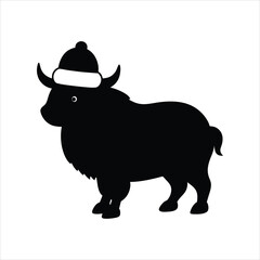 Yak walking wearing a wool cap vector