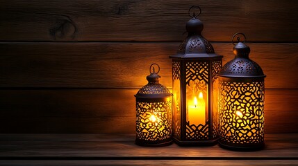Intricate lanterns, warm glow