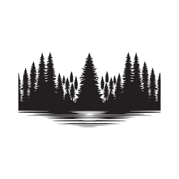 forest scenery vector silhouette clip art logo design illustration