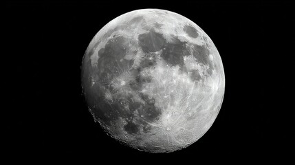  A monochrome photo of the moon, captured from the ground and facing the sky, with the moon lit up