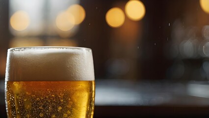 Close-Up Beer with Froth