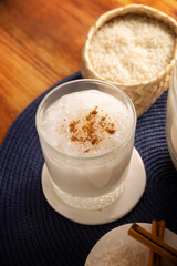 Agua de Horchata. Also known as horchata de arroz, it is one of the traditional fresh waters (aguas frescas) in Mexico, it is made with fresh water, rice and cinnamon.