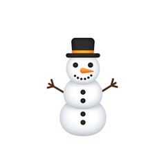Simple cartoon snowman with black hat
