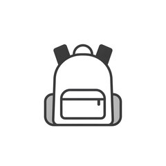 Simple, filled-line icon of a backpack