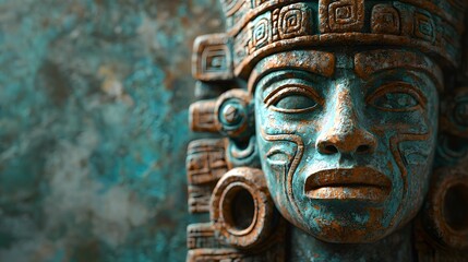 Intricately carved ancient stone idol face