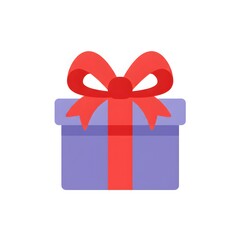 Simple, flat gift box with red ribbon