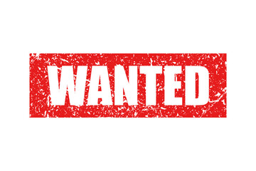 Wanted - red stamp on white background