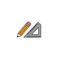 Simple graphic of a pencil and a triangle ruler