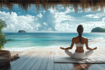Yoga and spa visual with subtle ocean motion