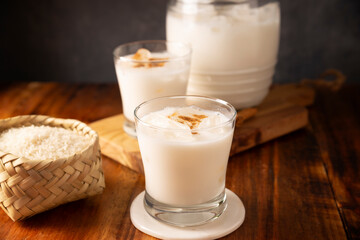 Agua de Horchata. Also known as horchata de arroz, it is one of the traditional fresh waters (aguas frescas) in Mexico, it is made with fresh water, rice and cinnamon.