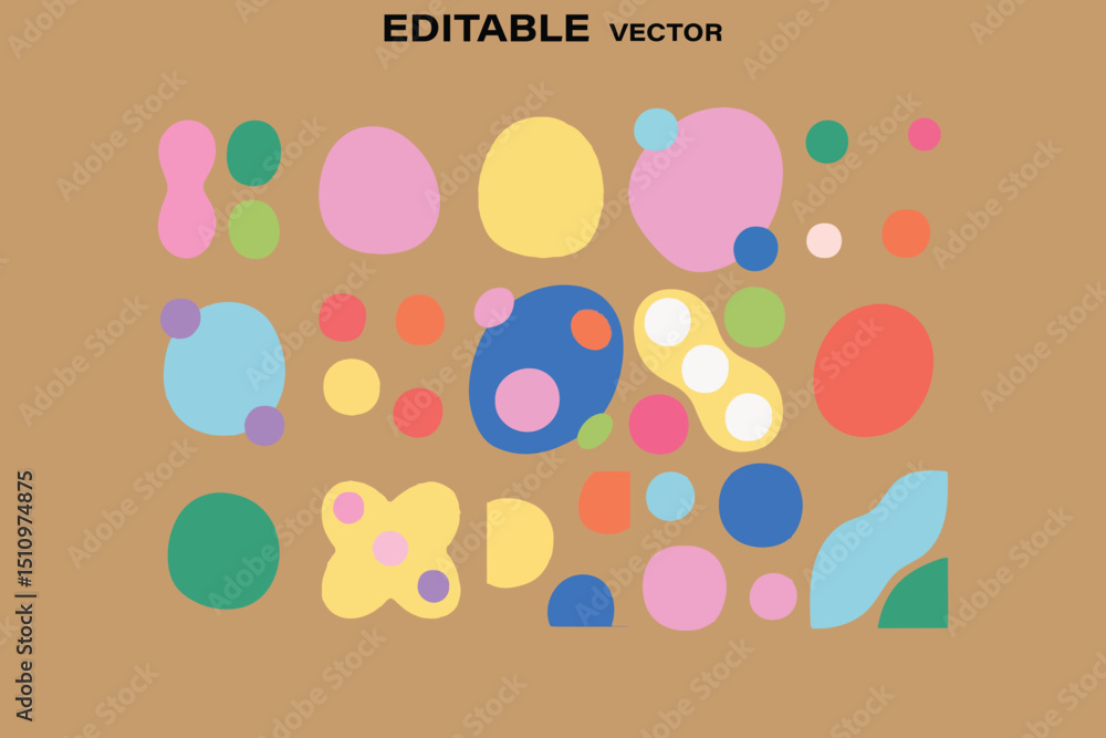 Poster abstract vector composition with colorful geometric shapes on a tan background for graphic design pr