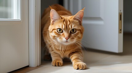 Alert Orange Tabby Cat Prowling