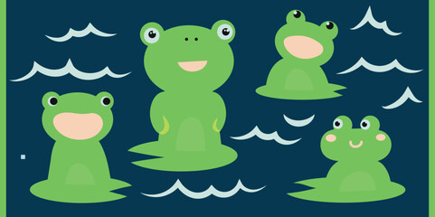 Obraz premium Print with Illustration of a towel with frogs print for textiles. Vector illustration