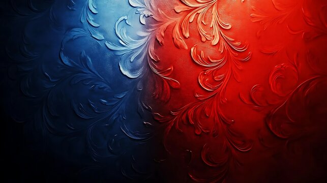 Decorative wall panel in deep red and blue