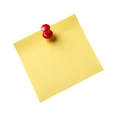 A Yellow Sticky Note Attached With a Red Pushpin