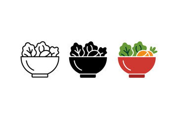 Vector Illustration of Fresh Vegetable Salad Bowl in Three Styles