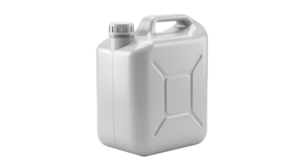 Grey Plastic Jerry Can Canister for Liquids Isolated