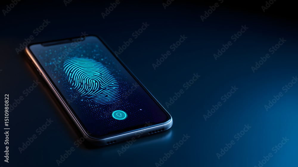 Aufkleber fingerprint authentication on smartphone screen secure mobile technology