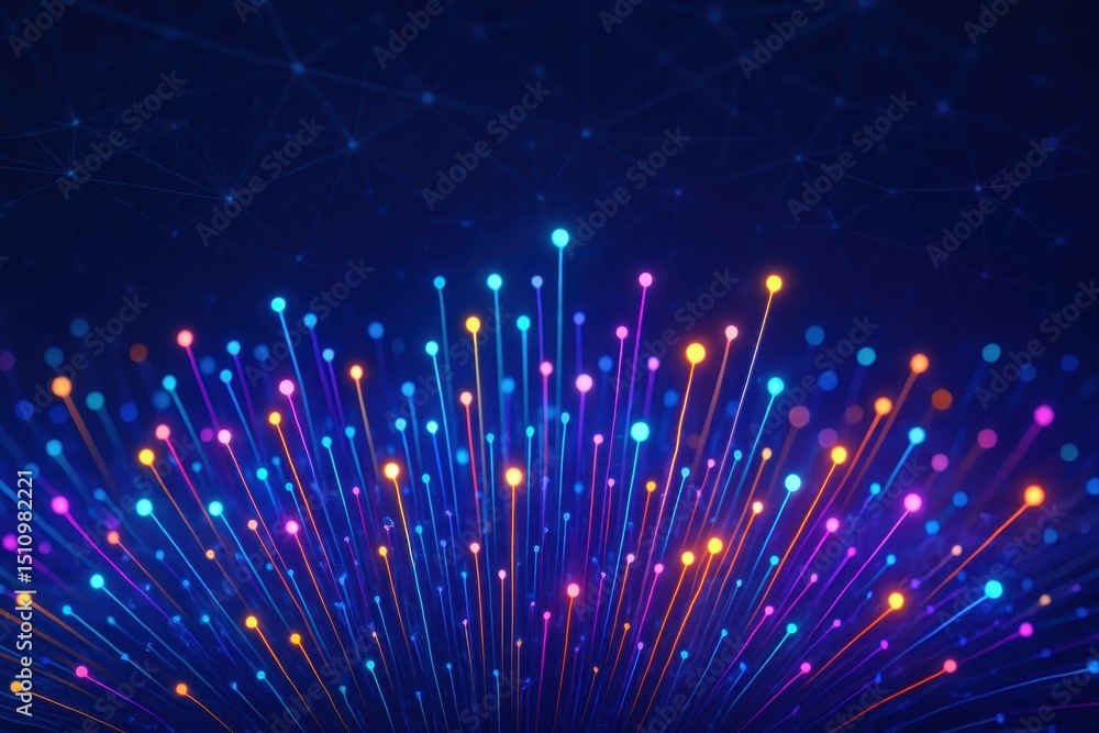 Aufkleber illuminated fiber optic network abstract technology background showcasing glowing strands of light r
