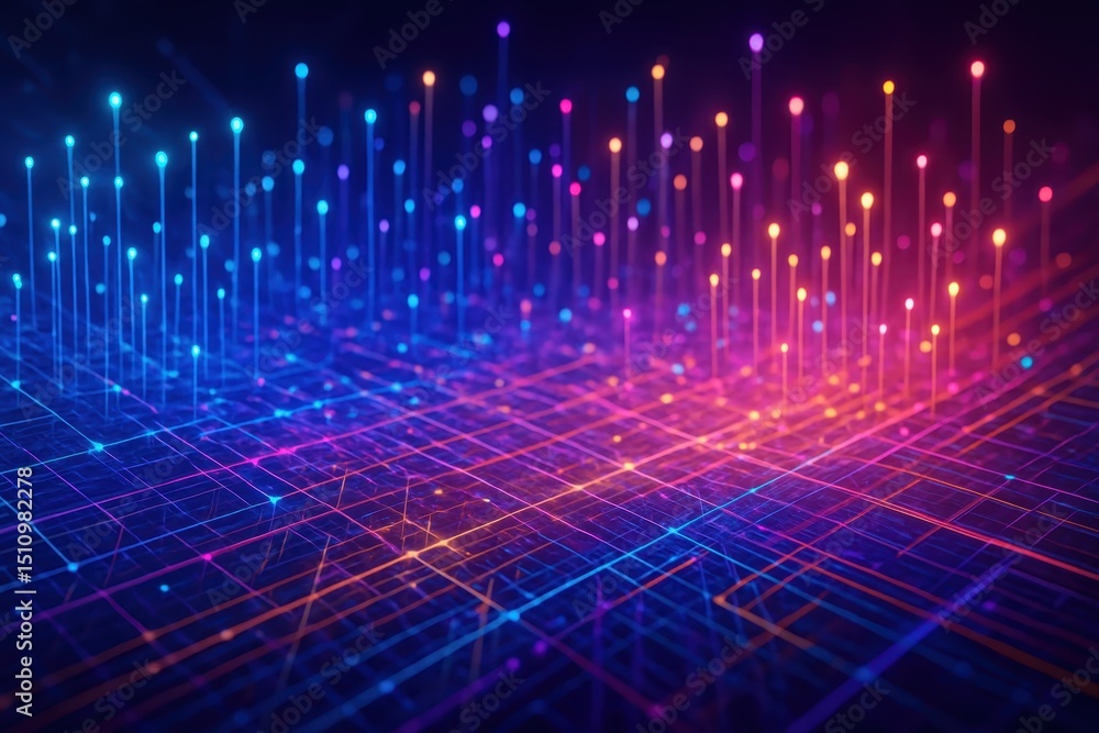 Aufkleber illuminated fiber optic network abstract technology background showcasing glowing strands of light r