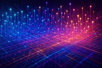 Illuminated Fiber Optic Network Abstract Technology Background Showcasing Glowing Strands of Light Representing High Speed Data Transmission and Global Connectivity Generative AI