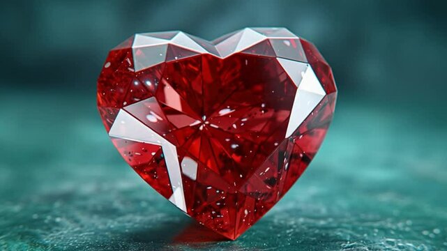 Red heart shaped diamond on blurry background